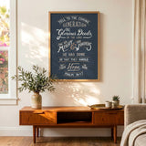 Psalm 78:4,7 Glorious Deeds hand-drawn verse framed art print by Scripture Type #color_navy