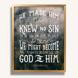 2 Corinthians 5:21  Knew No Sin framed art print by Scripture Type  #color_photo
