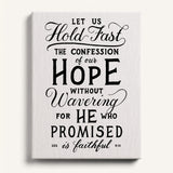 Hold Fast Hebrews 10:23 Framed canvas wall art hand-drawn Scripture typography by Scripture Type #color_black & white