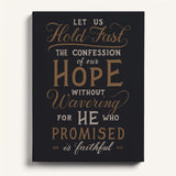 Hold Fast Hebrews 10:23 Framed canvas wall art hand-drawn Scripture typography by Scripture Type #color_charcoal