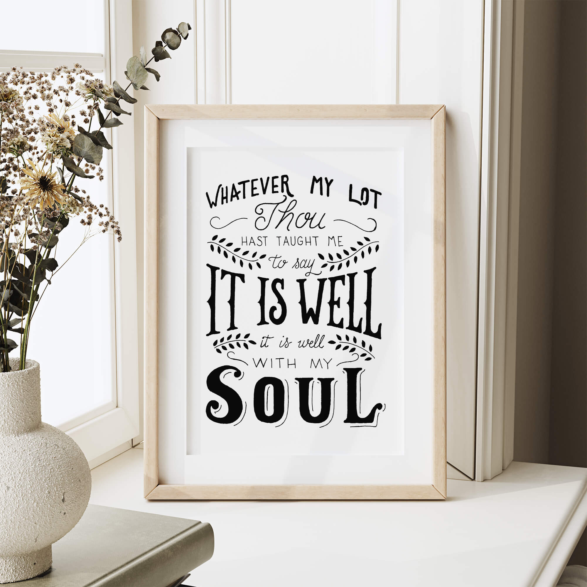 It Is Well With My Soul hand drawn art print #color_black & white