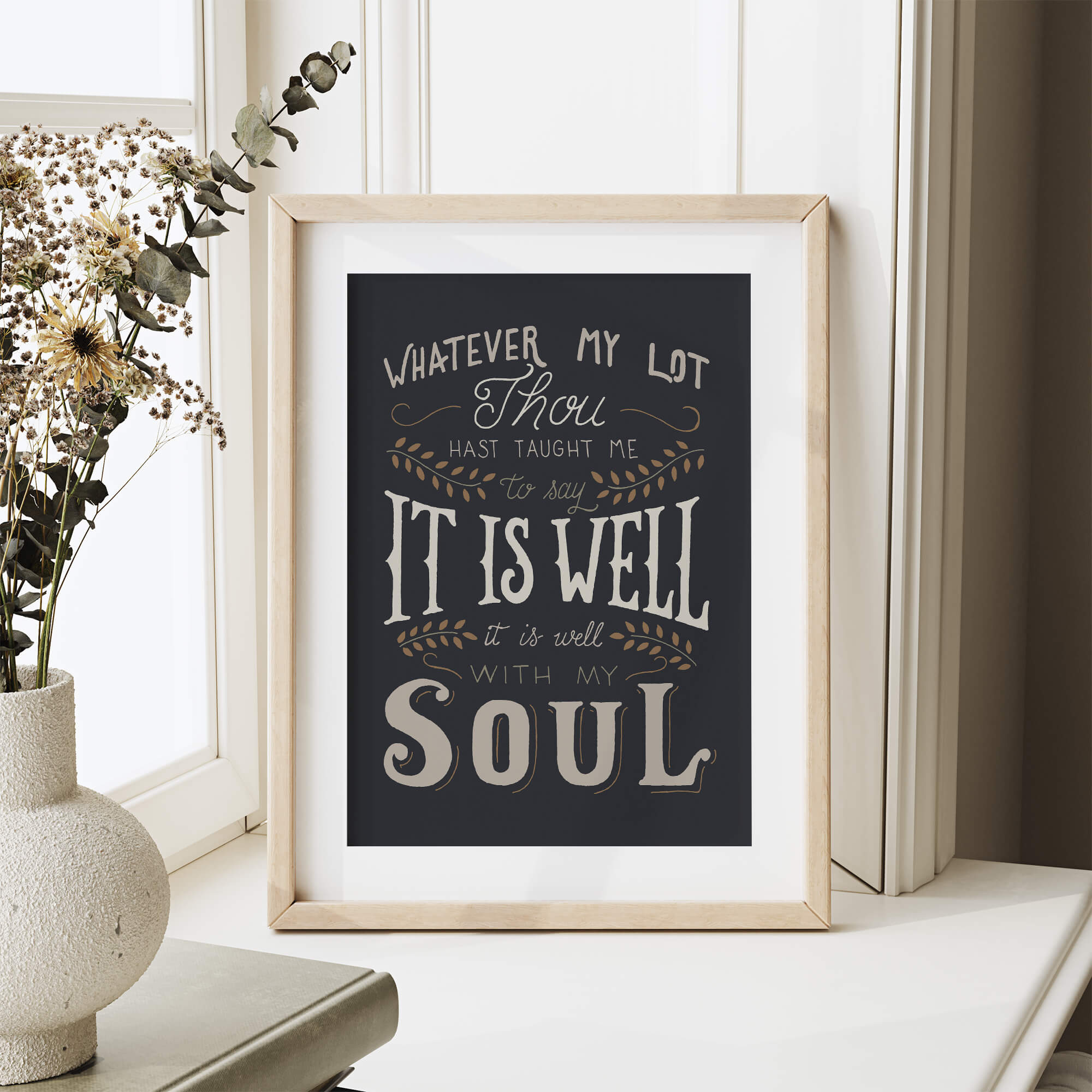 It Is Well With My Soul hand drawn art print #color_charcoal