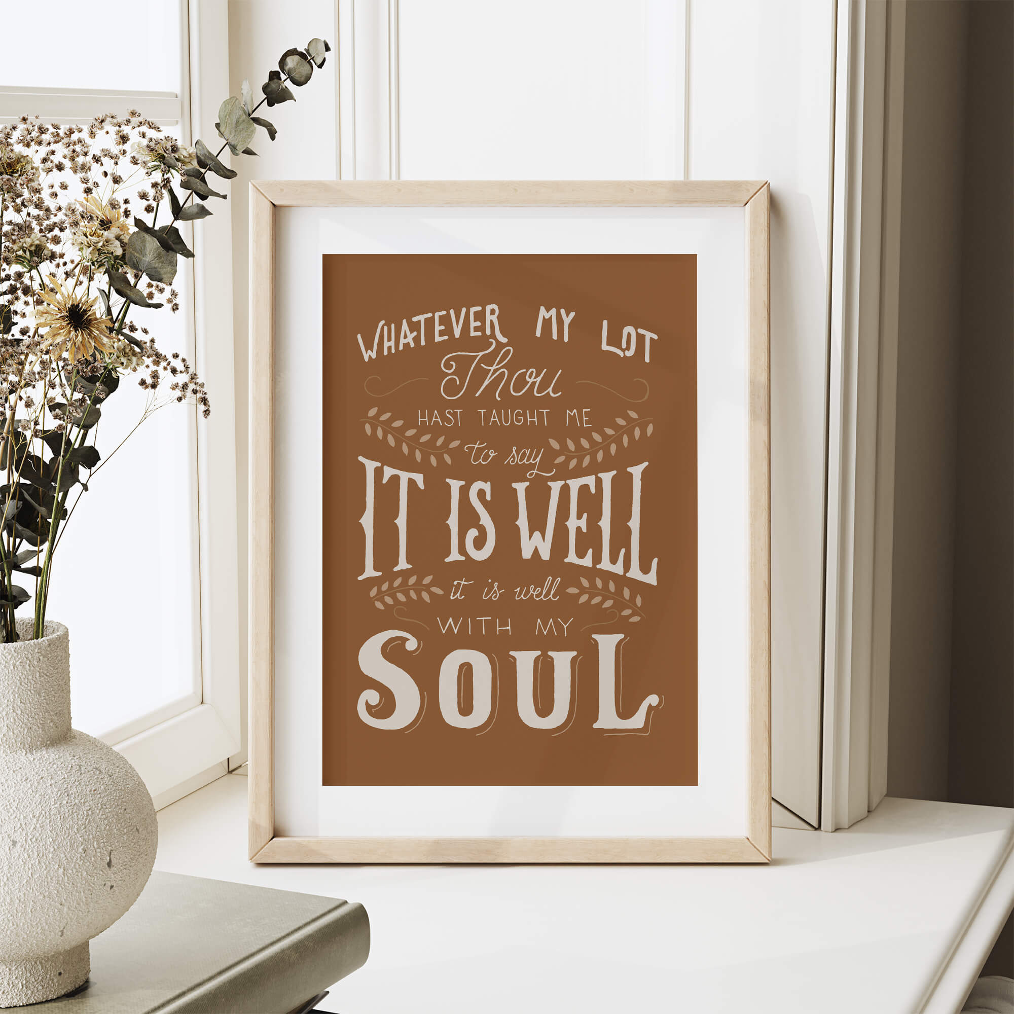 It Is Well With My Soul hand drawn art print #color_terracotta