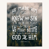 2 Corinthians 5:21  Knew No Sin framed art print by Scripture Type  #color_photo
