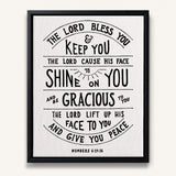 Scripture Type hand drawn art The Lord Bless You Numbers 6:24-26 Aaronic Blessing framed canvas #color_black & white
