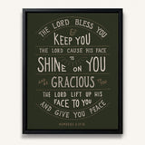 Scripture Type hand drawn art The Lord Bless You Numbers 6:24-26 Aaronic Blessing framed canvas #color_forest