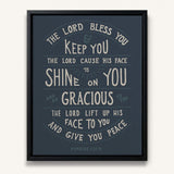 Scripture Type hand drawn art The Lord Bless You Numbers 6:24-26 Aaronic Blessing framed canvas #color_navy