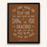 Scripture Type hand drawn art The Lord Bless You Numbers 6:24-26 Aaronic Blessing framed canvas #color_terracotta