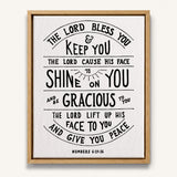 Scripture Type hand drawn art The Lord Bless You Numbers 6:24-26 Aaronic Blessing framed canvas #color_black & white