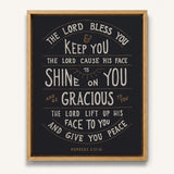 Scripture Type hand drawn art The Lord Bless You Numbers 6:24-26 Aaronic Blessing framed canvas #color_charcoal