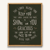 Scripture Type hand drawn art The Lord Bless You Numbers 6:24-26 Aaronic Blessing framed canvas #color_forest