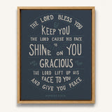Scripture Type hand drawn art The Lord Bless You Numbers 6:24-26 Aaronic Blessing framed canvas #color_navy