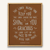 Scripture Type hand drawn art The Lord Bless You Numbers 6:24-26 Aaronic Blessing framed canvas #color_terracotta