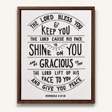 Scripture Type hand drawn art The Lord Bless You Numbers 6:24-26 Aaronic Blessing framed canvas #color_black & white