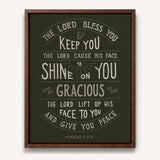 Scripture Type hand drawn art The Lord Bless You Numbers 6:24-26 Aaronic Blessing framed canvas #color_forest