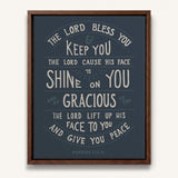 Scripture Type hand drawn art The Lord Bless You Numbers 6:24-26 Aaronic Blessing framed canvas #color_navy