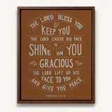 Scripture Type hand drawn art The Lord Bless You Numbers 6:24-26 Aaronic Blessing framed canvas #color_terracotta