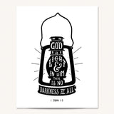 1 John 1:5 Light hand drawn Scripture art print by Scripture Type #color_black & white