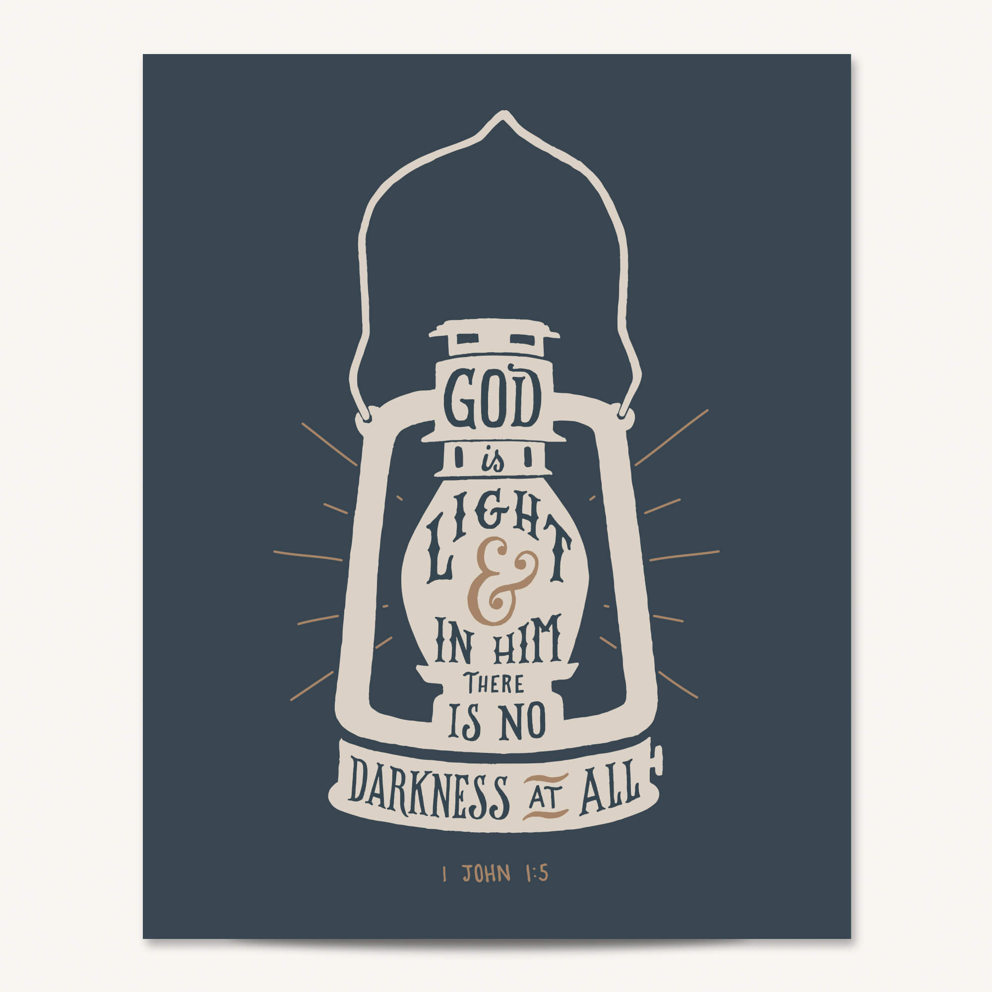 1 John 1:5 Light hand drawn Scripture art print by Scripture Type #color_navy