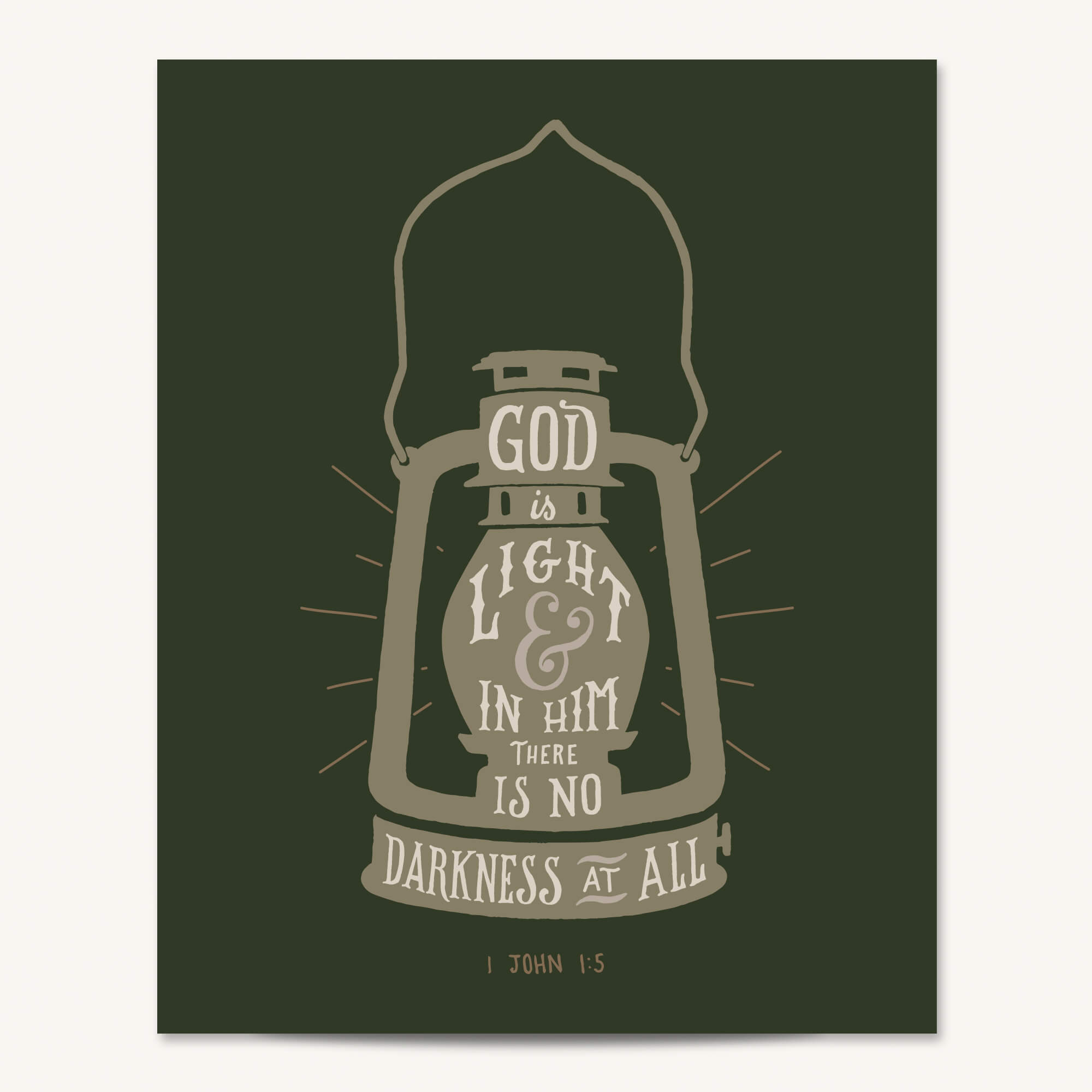 1 John 1:5 Light hand drawn Scripture art print by Scripture Type #color_forest