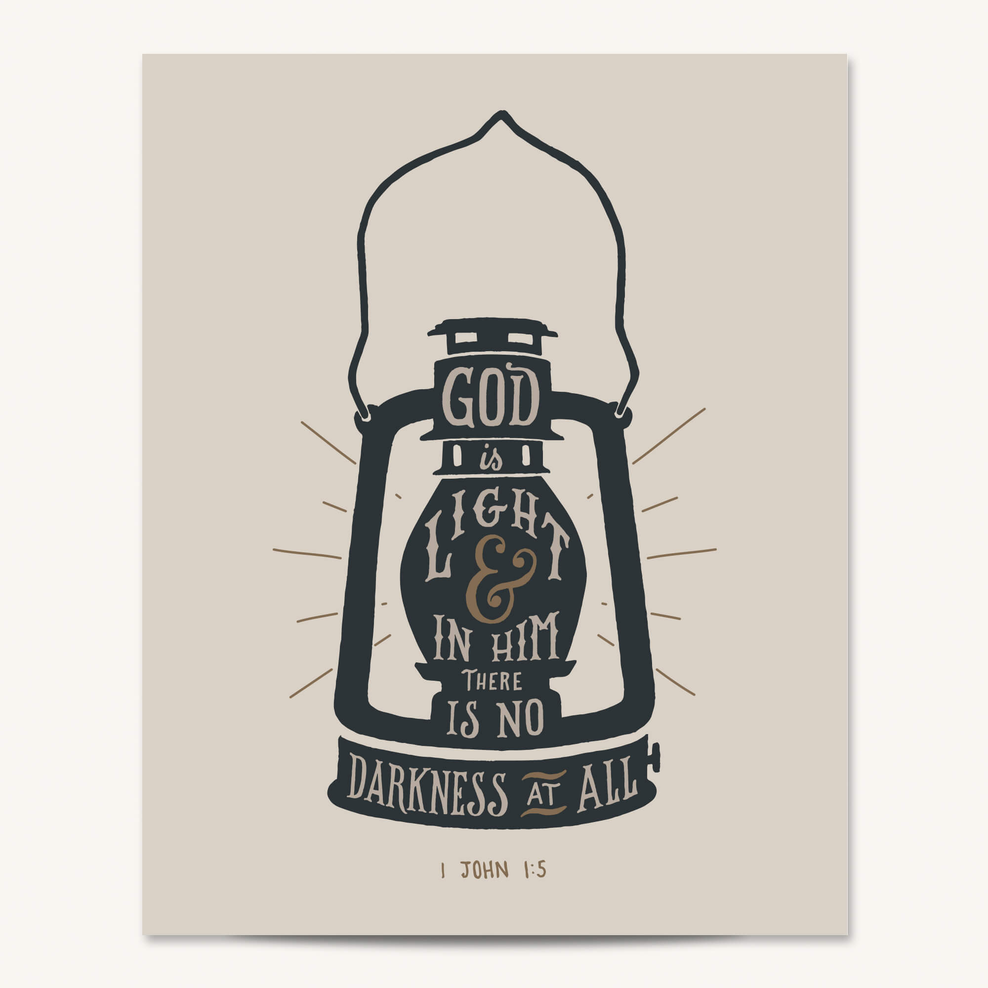 1 John 1:5 Light hand drawn Scripture art print by Scripture Type #color_stone