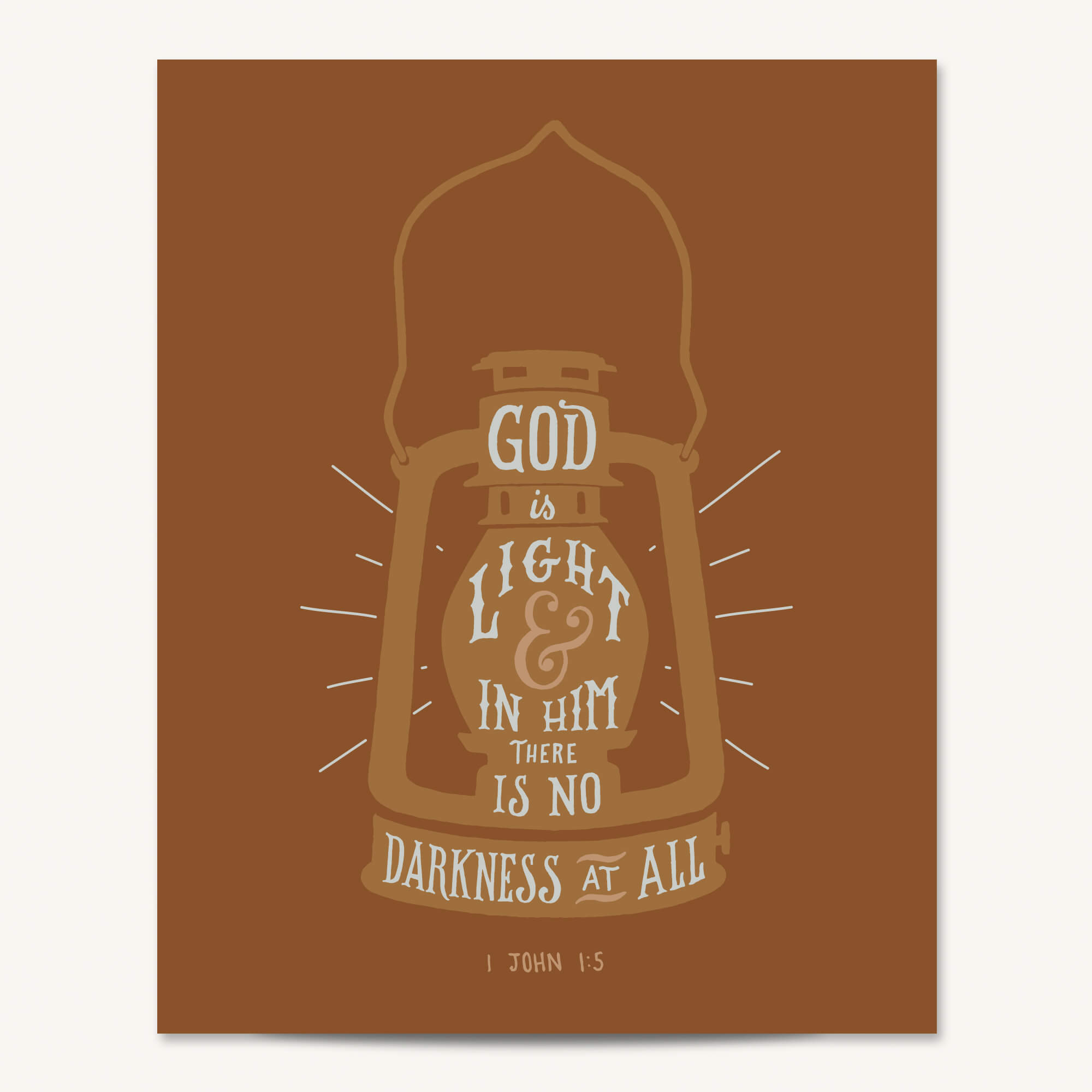 1 John 1:5 Light hand drawn Scripture art print by Scripture Type #color_terracotta