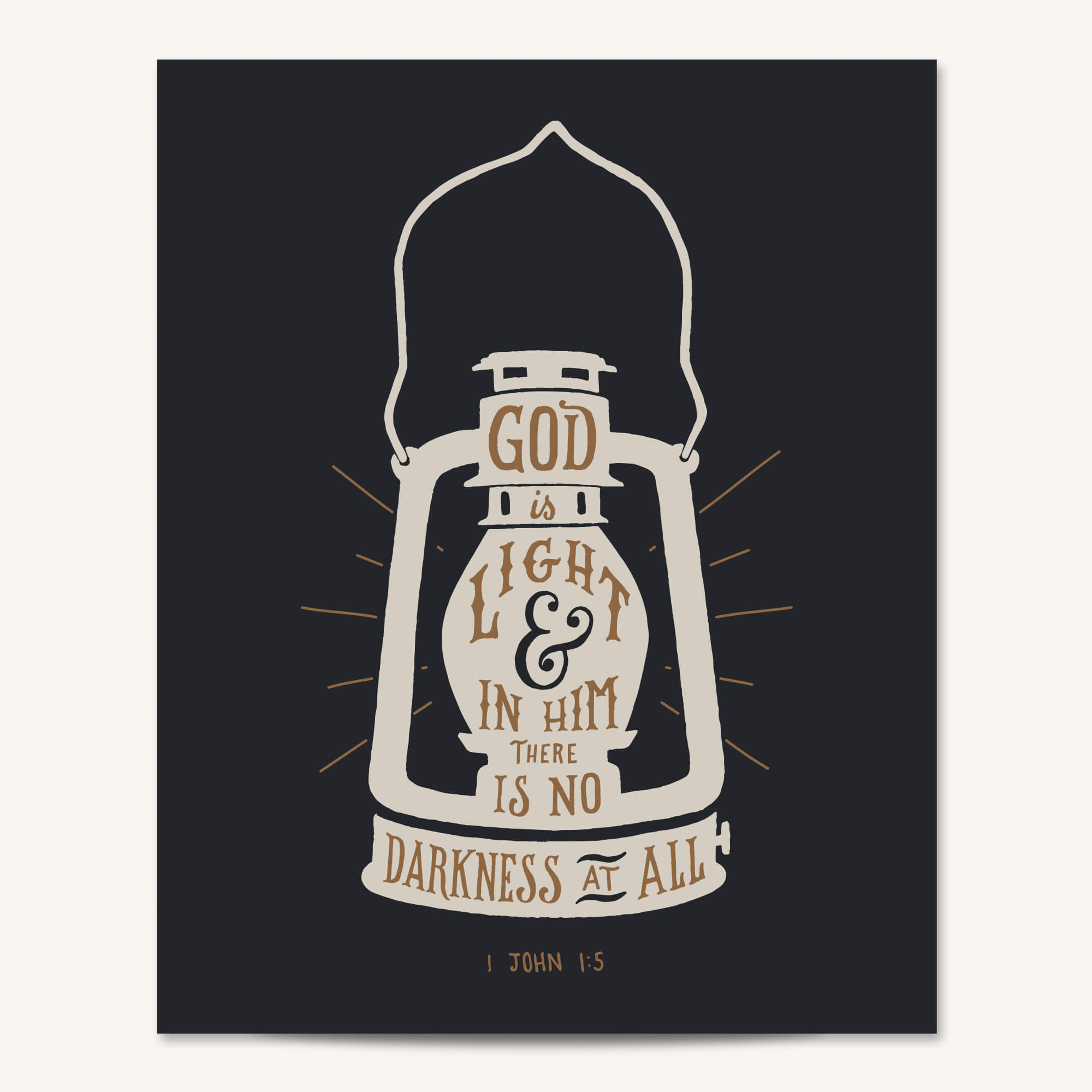 1 John 1:5 Light hand drawn Scripture art print by Scripture Type #color_charcoal