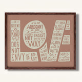 1 Corinthians 13:4-7 Love framed Scripture art print hand-drawn by Scripture Type #color_rose