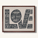 1 Corinthians 13:4-7 Love framed Scripture art print hand-drawn by Scripture Type #color_stone