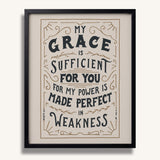 2 Corinthians 12:9 My Grace is Sufficient hand drawn art print by Scripture Type #color_stone