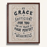2 Corinthians 12:9 My Grace is Sufficient hand drawn art print by Scripture Type #color_stone
