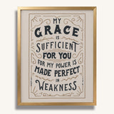 2 Corinthians 12:9 My Grace is Sufficient hand drawn art print by Scripture Type #color_stone