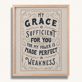 2 Corinthians 12:9 My Grace is Sufficient hand drawn art print by Scripture Type #color_stone