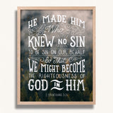 2 Corinthians 5:21  Knew No Sin framed art print by Scripture Type  #color_photo