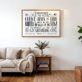 Rooted and built up in Him Colossians 2:-7 hand-drawn Scripture framed wall art by Scripture Type #color_black & white
