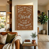 Isaiah 40:8 Stands Forever hand-drawn by Scripture Type framed canvas #color_terracotta