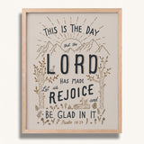 Psalm 118:24 This is the day the Lord has made framed Scripture art print hand-drawn by Scripture Type #color_stone