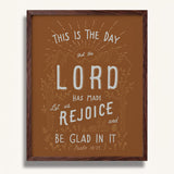 Psalm 118:24 This is the day the Lord has made framed Scripture art print hand-drawn by Scripture Type #color_terracotta
