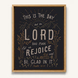 Psalm 118:24 This Is The Day hand-drawn framed Scripture wall art by Scripture Type #color_charcoal