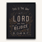 Psalm 118:24 This Is The Day hand-drawn framed Scripture wall art by Scripture Type #color_charcoal