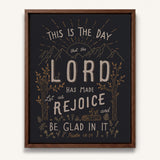 Psalm 118:24 This Is The Day hand-drawn framed Scripture wall art by Scripture Type #color_charcoal