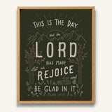 Psalm 118:24 This Is The Day hand-drawn framed Scripture wall art by Scripture Type #color_forest