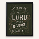 Psalm 118:24 This Is The Day hand-drawn framed Scripture wall art by Scripture Type #color_forest