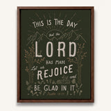 Psalm 118:24 This Is The Day hand-drawn framed Scripture wall art by Scripture Type #color_forest