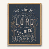 Psalm 118:24 This Is The Day hand-drawn framed Scripture wall art by Scripture Type #color_navy