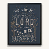Psalm 118:24 This Is The Day hand-drawn framed Scripture wall art by Scripture Type #color_navy