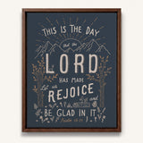 Psalm 118:24 This Is The Day hand-drawn framed Scripture wall art by Scripture Type #color_navy