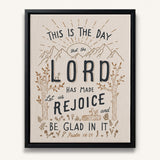 Psalm 118:24 This Is The Day hand-drawn framed Scripture wall art by Scripture Type #color_stone