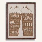 Trust in the Lord with all your heart Proverbs 3:5-6  Scripture framed wall art hand-drawn by Scripture Type #color_stone