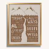 Trust in the Lord with all your heart Proverbs 3:5-6  Scripture framed wall art hand-drawn by Scripture Type #color_stone